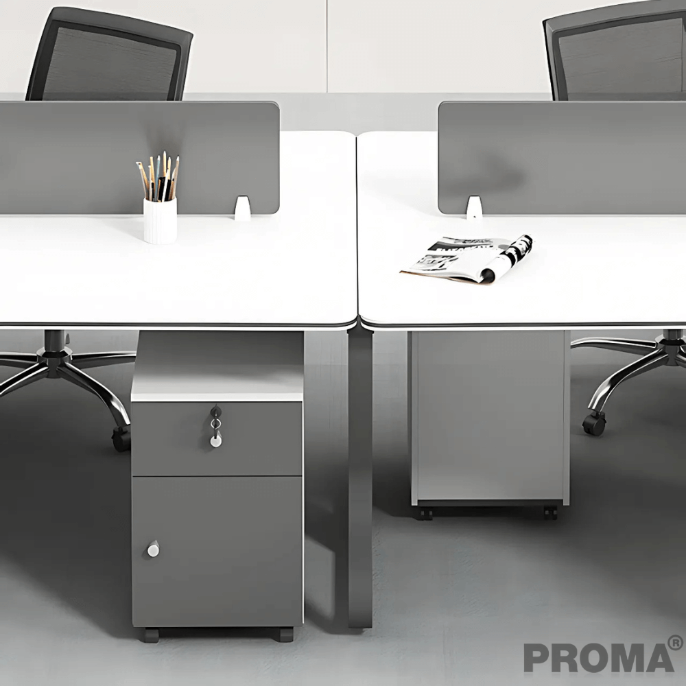 [Pre-order] โต๊ะทำงาน Proma-POD-05 สีขาว/ดำ แบบ 8 ที่นั่ง (ไม่มีตู้เอกสาร)